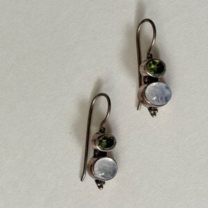 Elegant Silver and Green Earrings